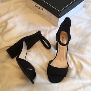 Qupid Black Suede Chunky Heels (Size 6.5) NWT
